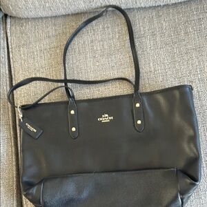 Coach Black Leather Tote Bag